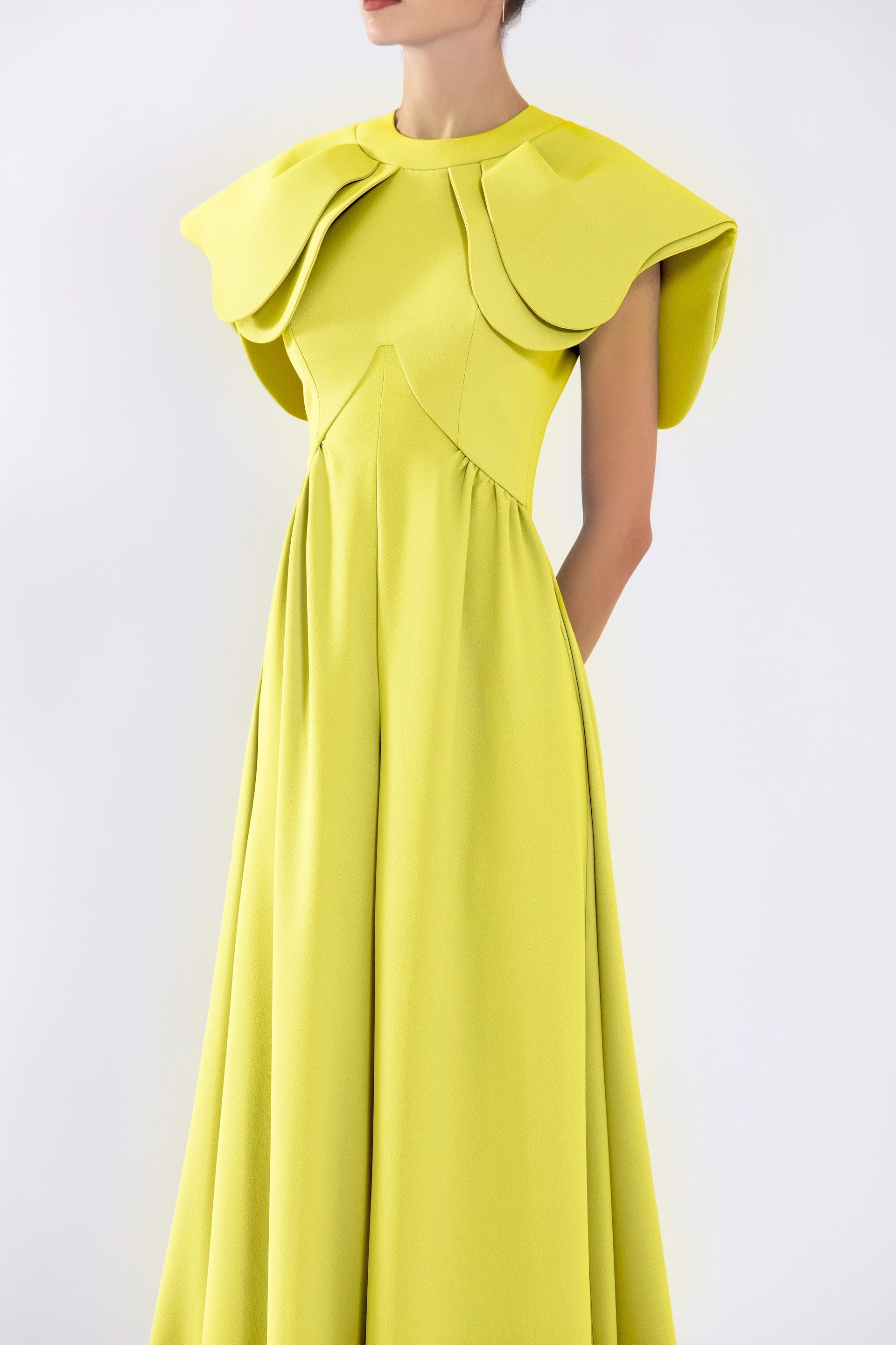 CREPE JUMPSUIT WITH BACK OVERSKIRT