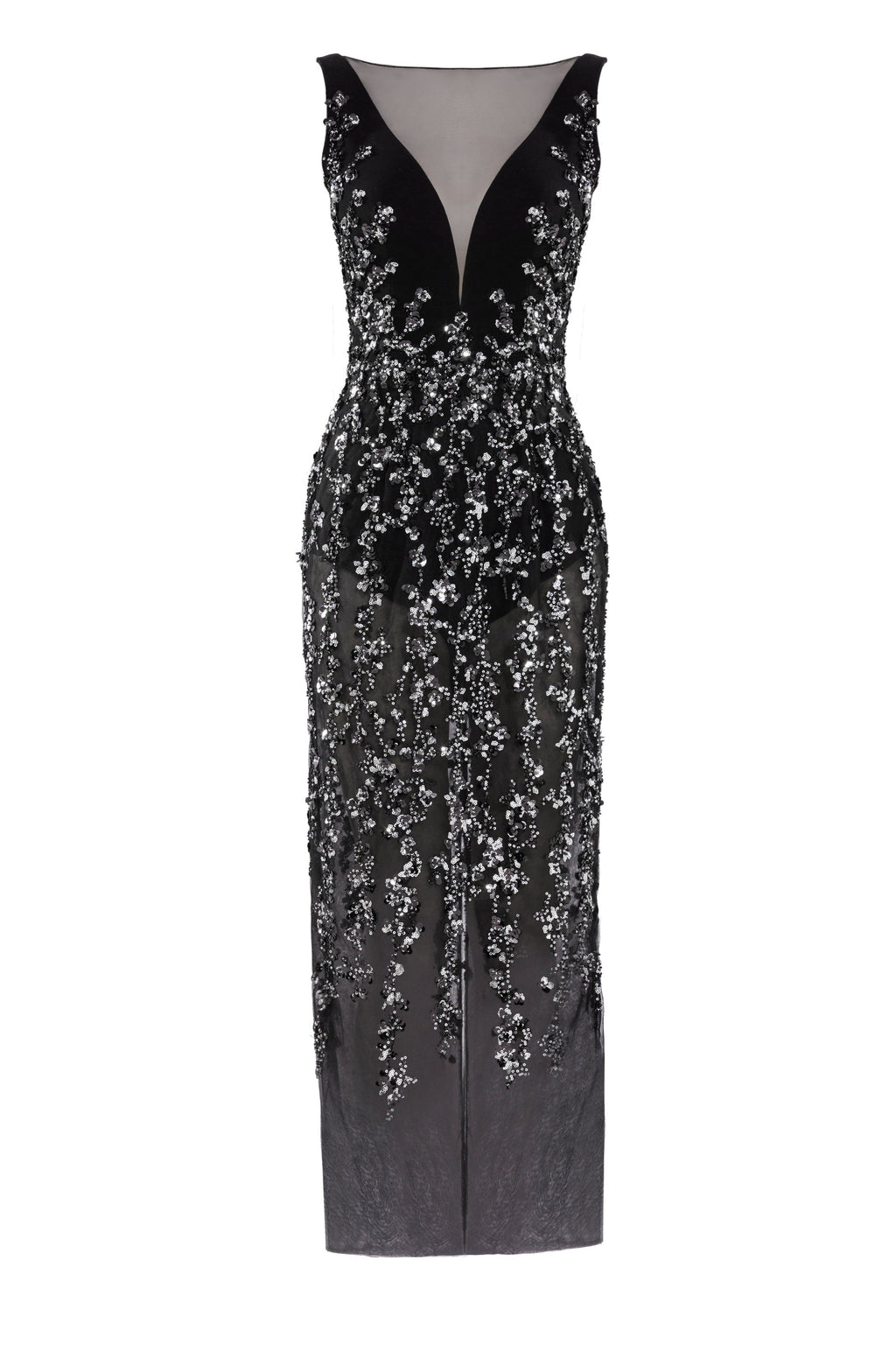 TULLE STRAIGHT FIT DRESS WITH SEQUIN BEADING