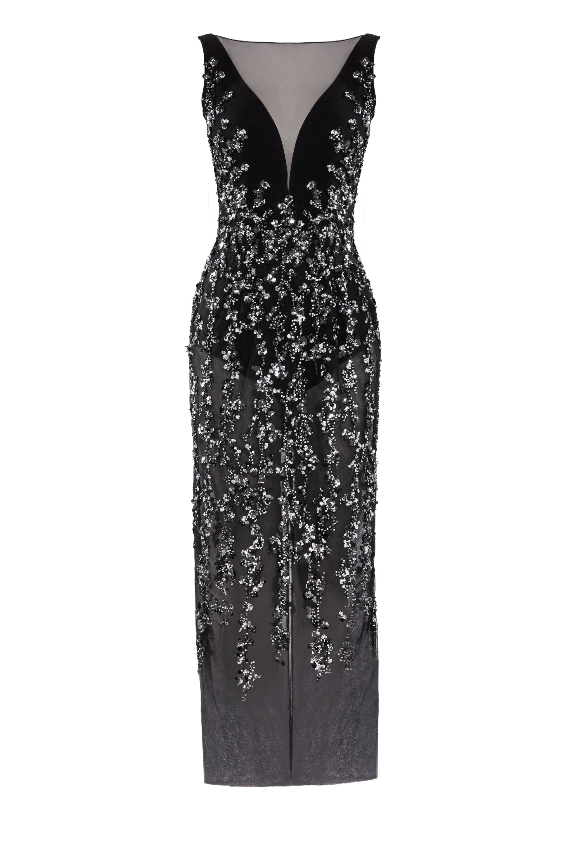 TULLE STRAIGHT FIT DRESS WITH SEQUIN BEADING