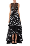 TULLE HIGH-LOW DRESS WITH DOTTED BEADING