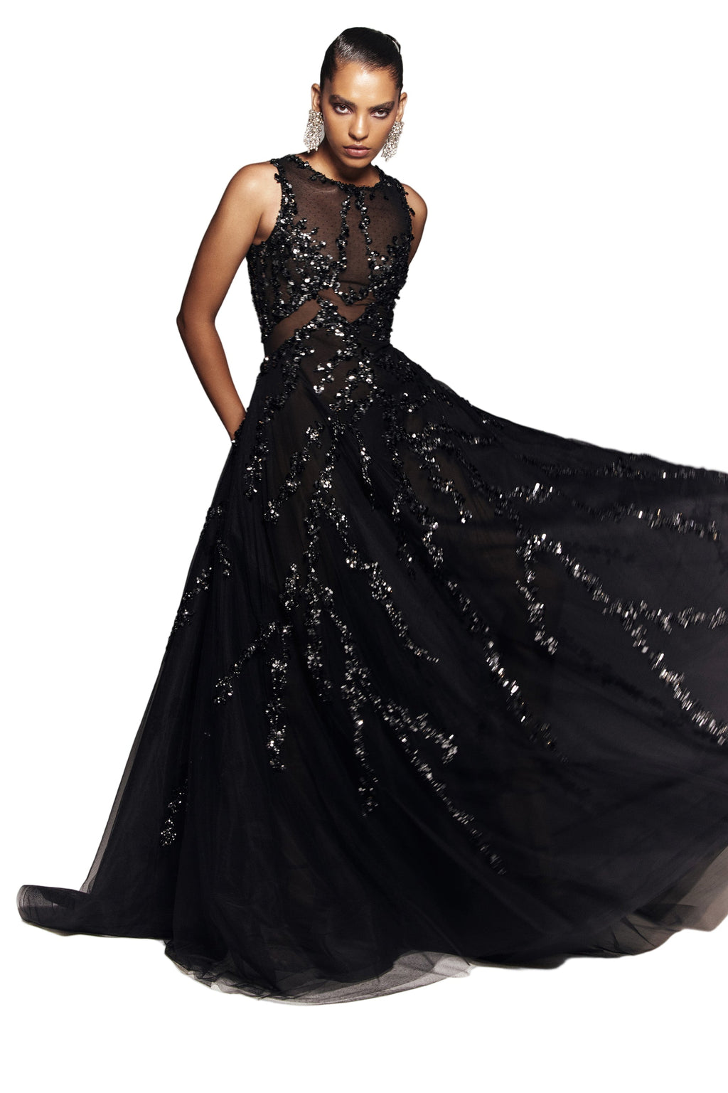 TULLE DRESS WITH BEADING