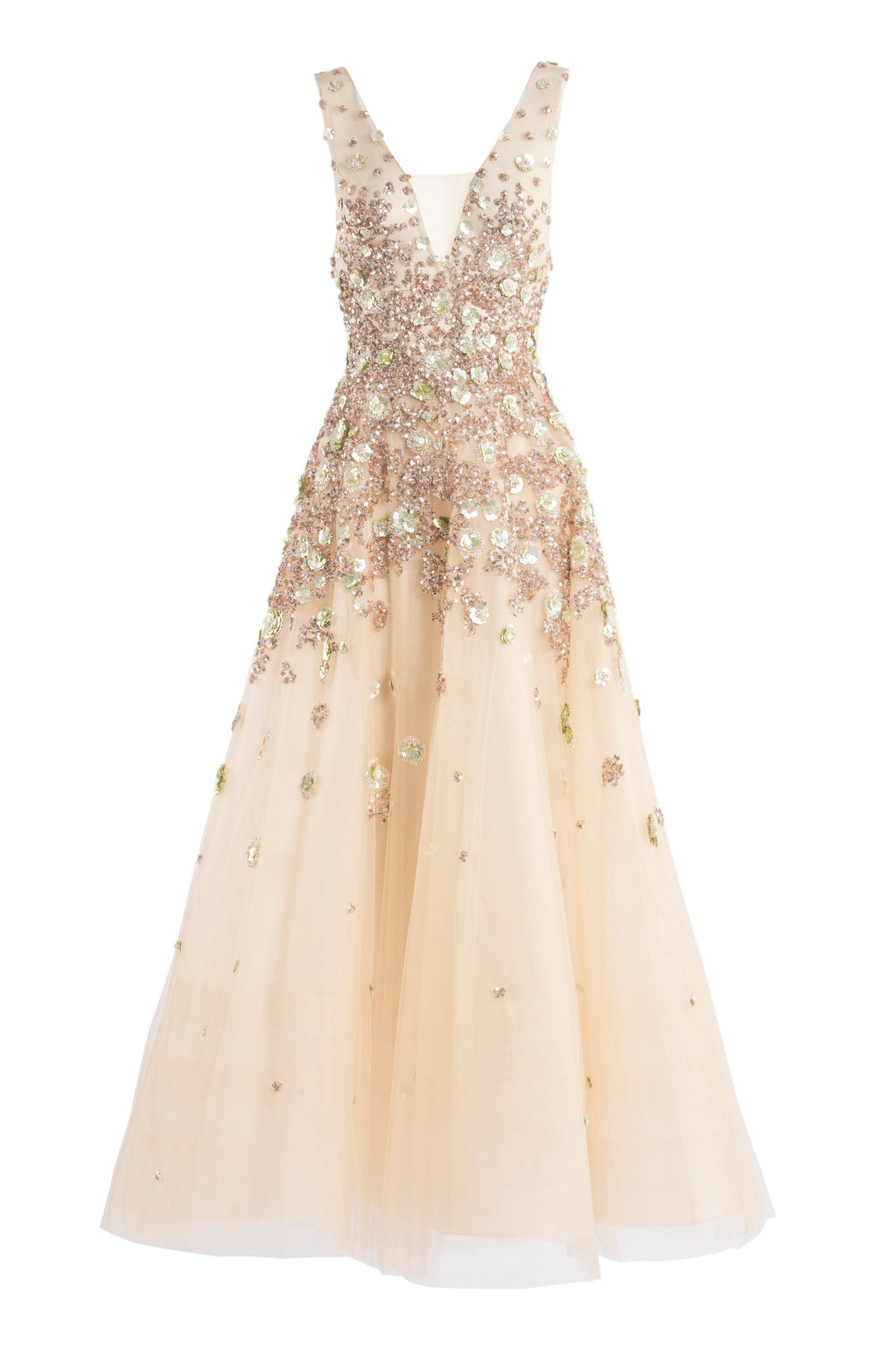 TULLE ANKLE LENGTH DRESS WITH DOTTED BEADING