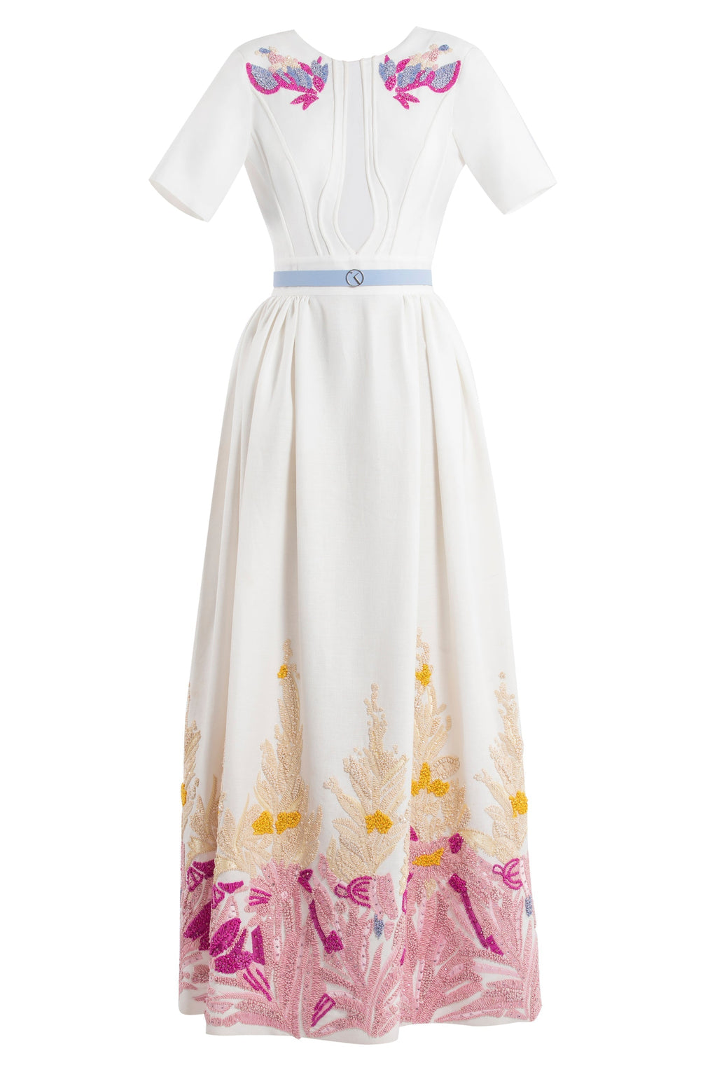 Linen dress with abstract beading
