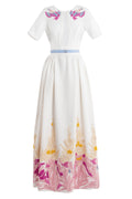 Linen dress with abstract beading