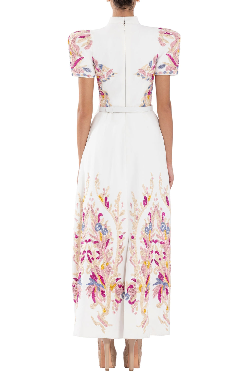 CREPE DRESS WITH ABSTRACT BEADING