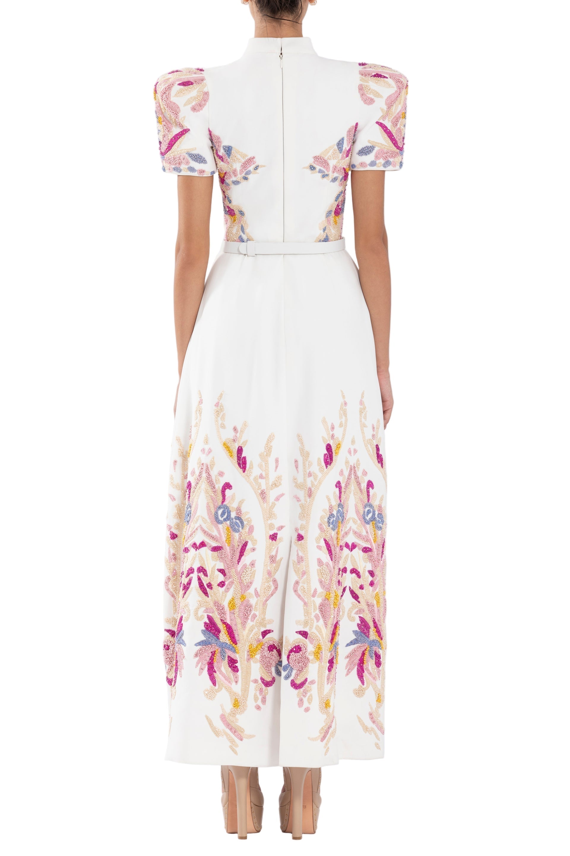 CREPE DRESS WITH ABSTRACT BEADING
