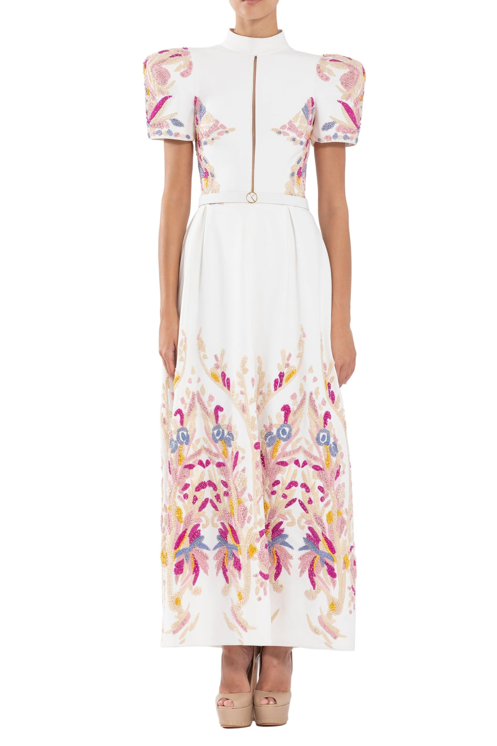 CREPE DRESS WITH ABSTRACT BEADING