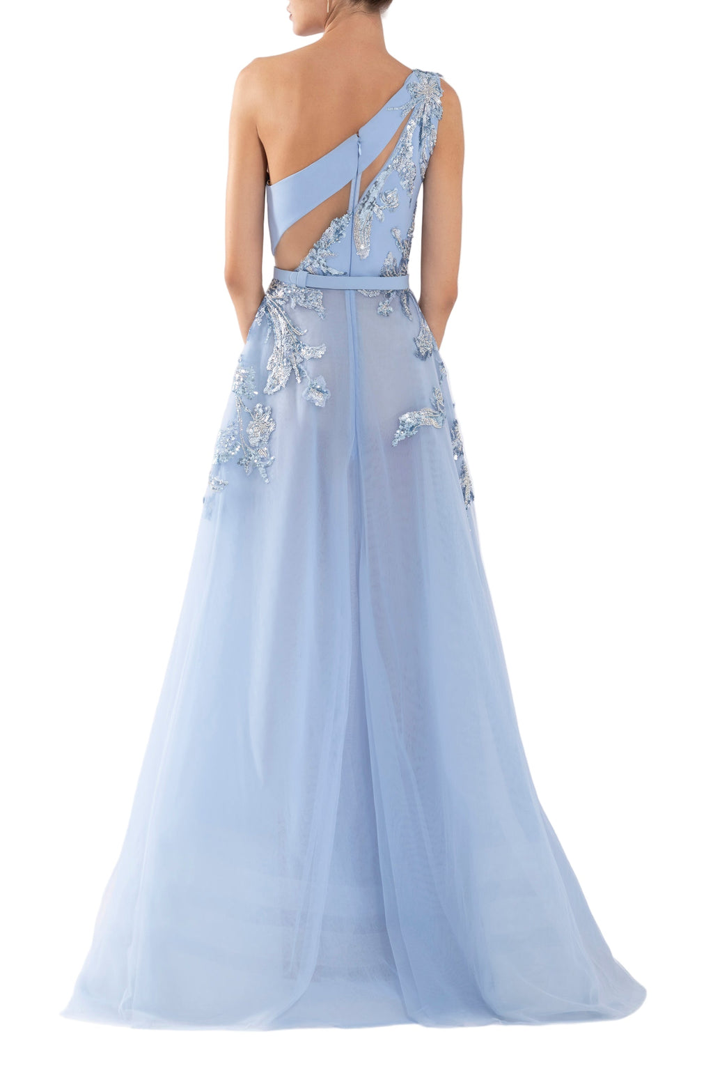 TULLE BEADED DRESS WITH FLORAL BEADING