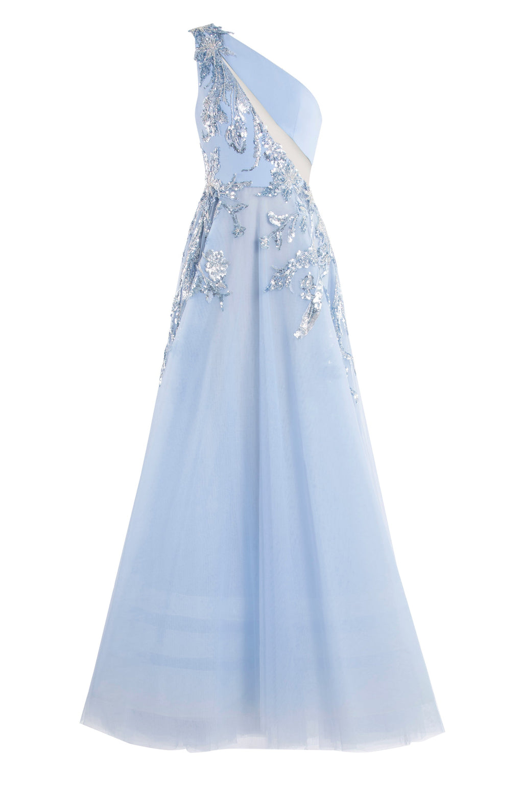 TULLE BEADED DRESS WITH FLORAL BEADING