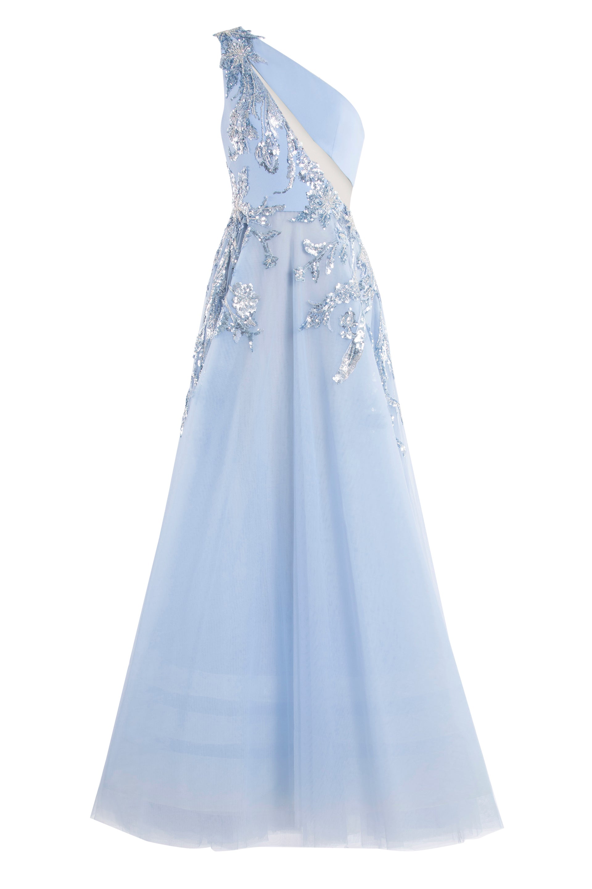 TULLE BEADED DRESS WITH FLORAL BEADING