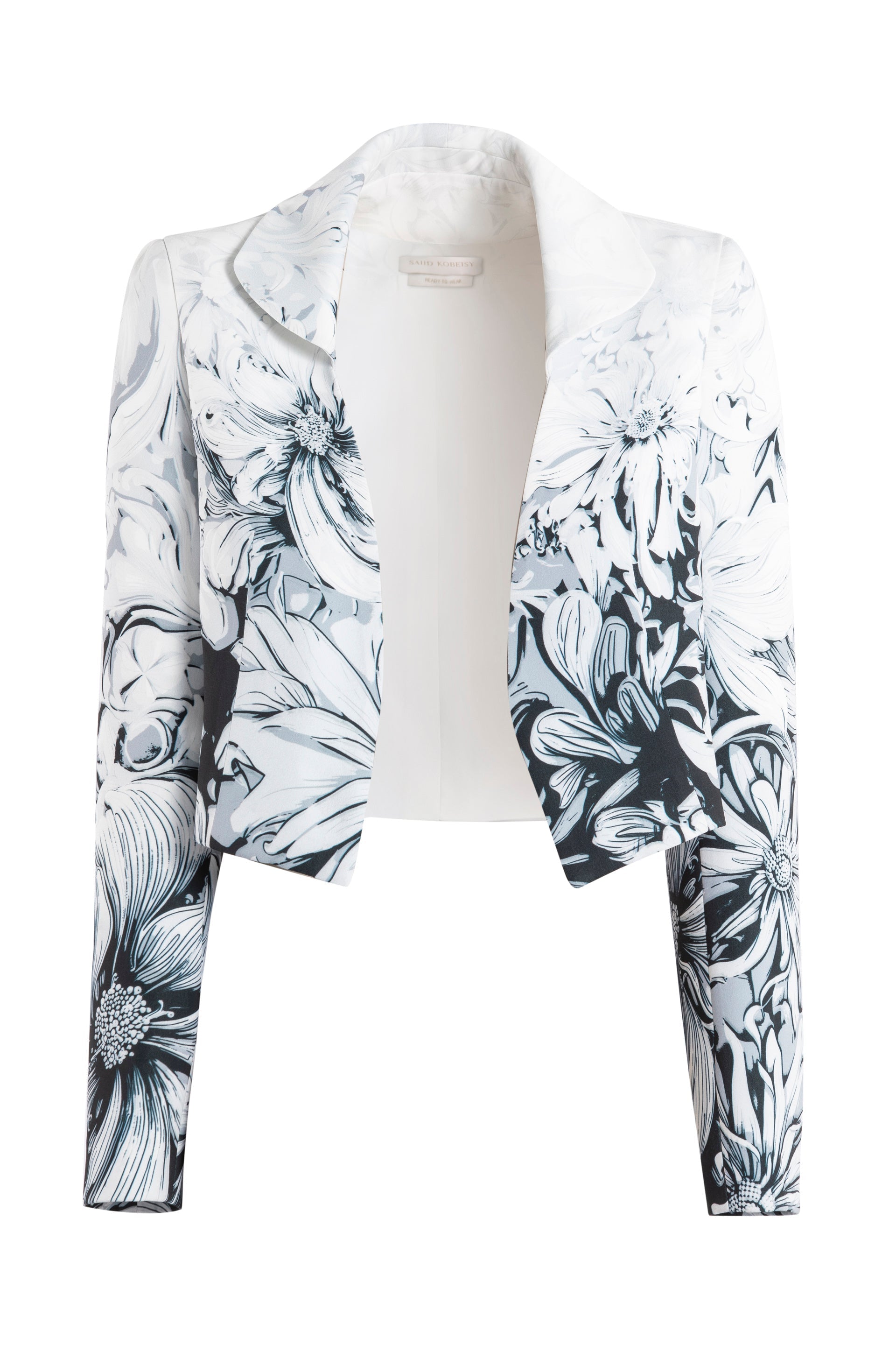 CREPE PRINTED CROPPED JACKET