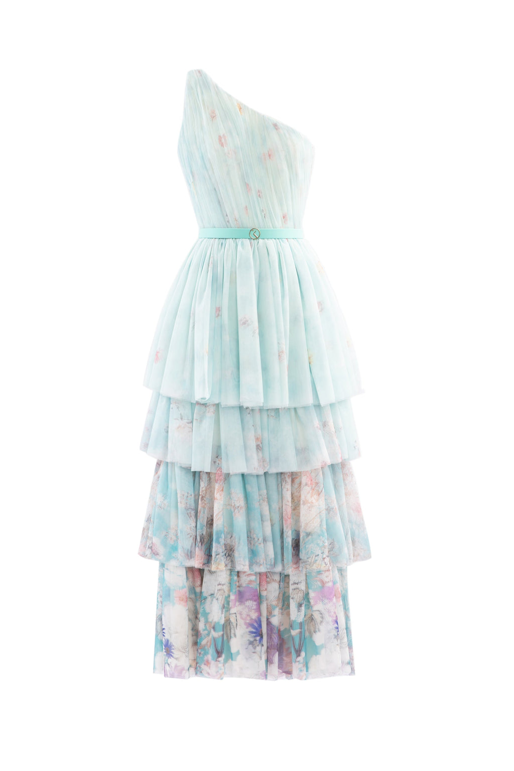FLORAL PRINTED ONE-SHOULDER DRESS