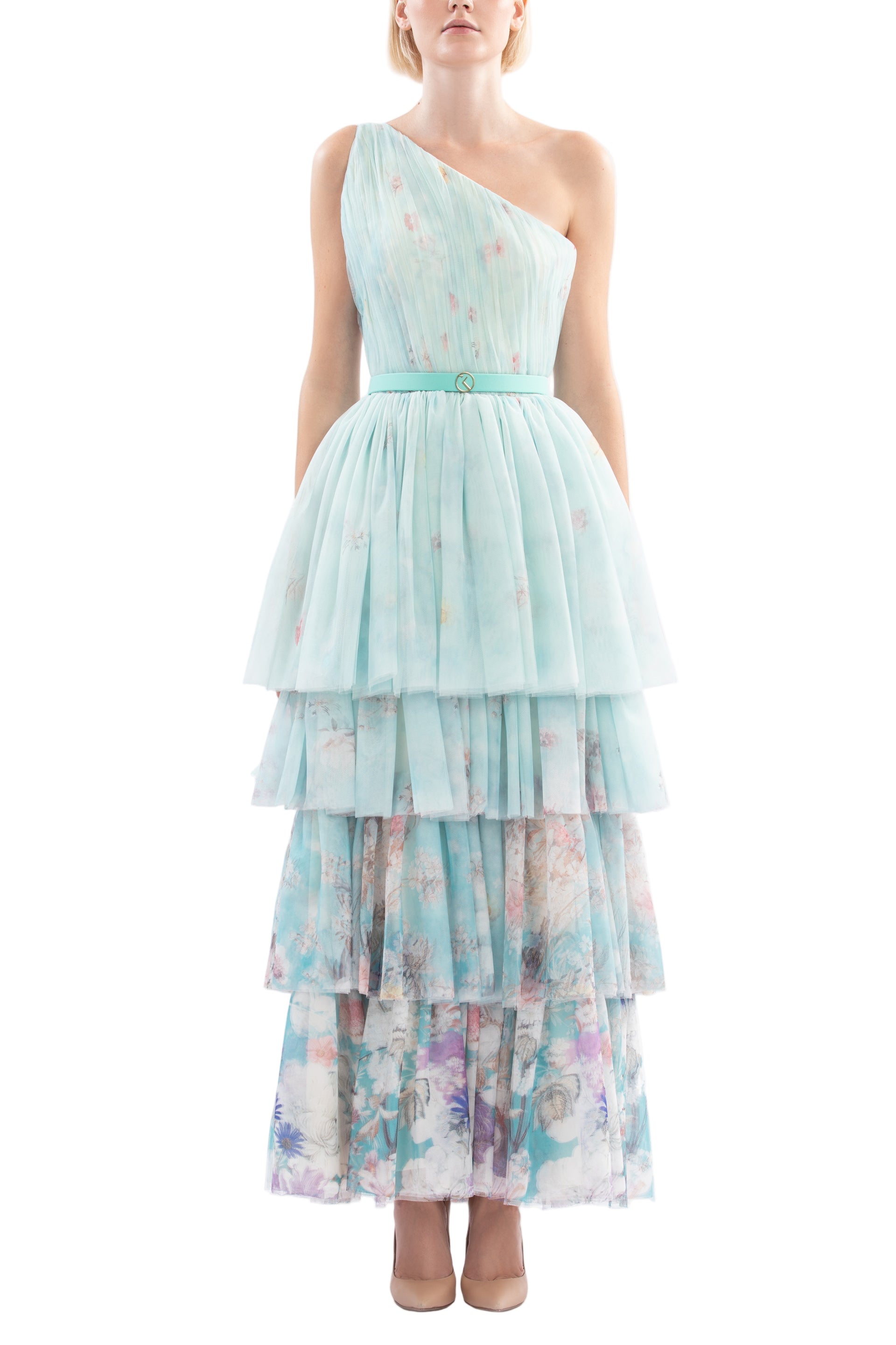 FLORAL PRINTED ONE-SHOULDER DRESS
