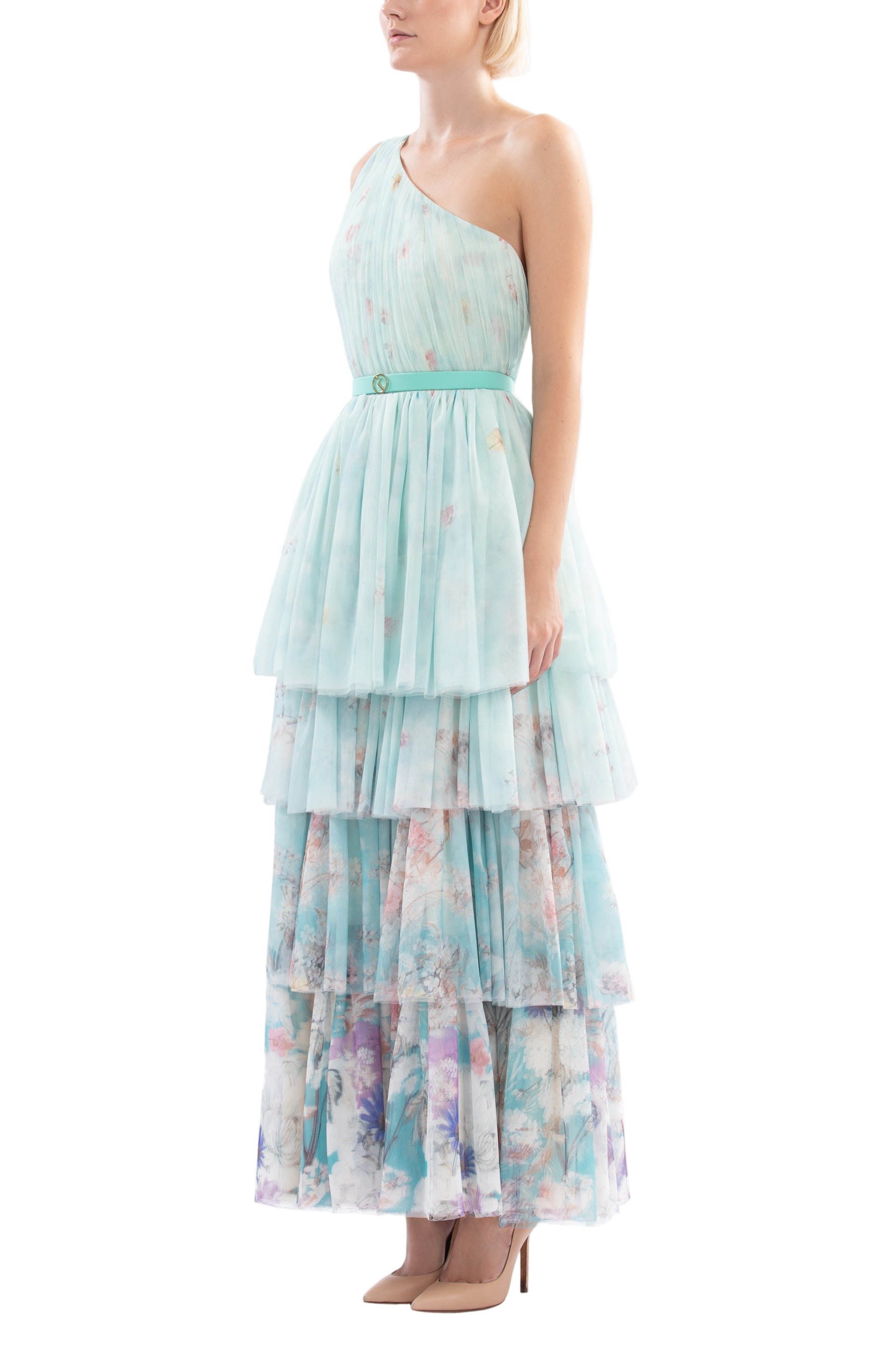 FLORAL PRINTED ONE-SHOULDER DRESS