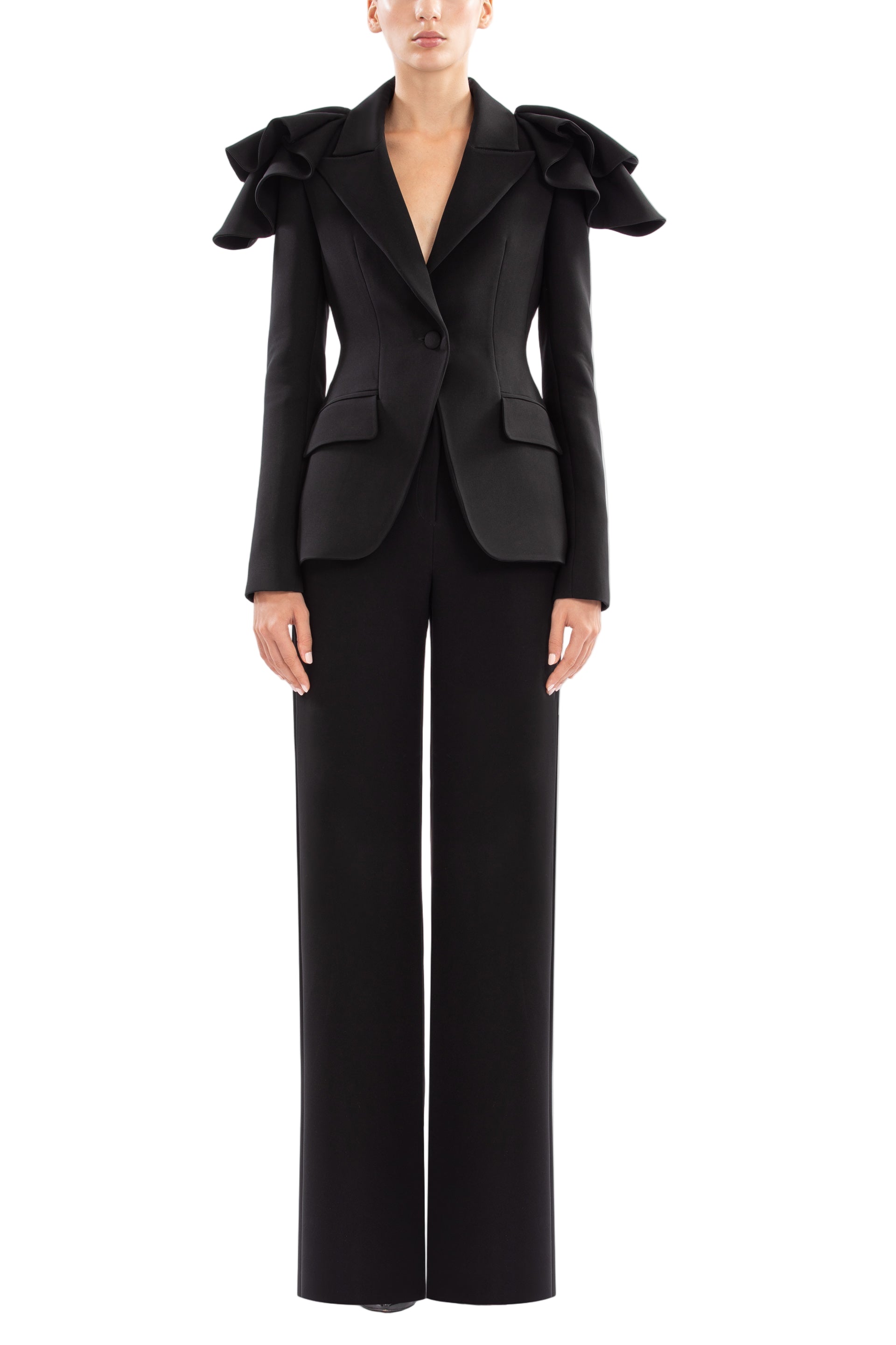 RUFFLED TAILORED JACKET