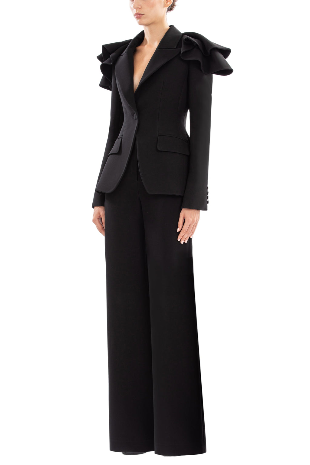 RUFFLED TAILORED JACKET