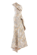 ONE -SHOULDER BROCADE DRESS