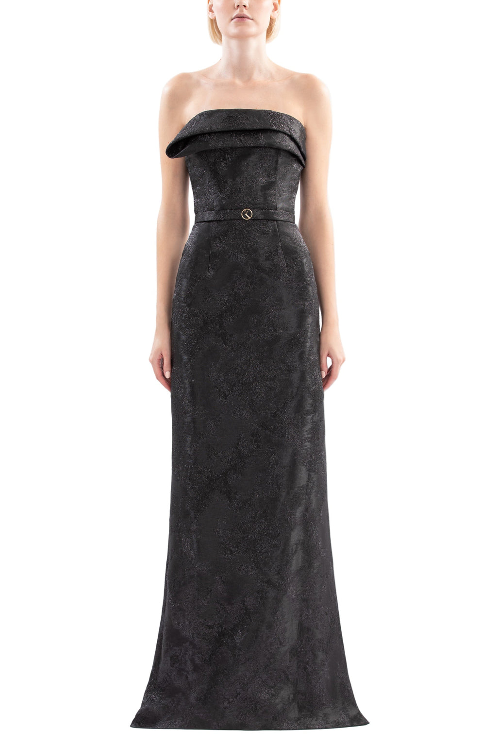 BROCADE LONG FITTED DRESS