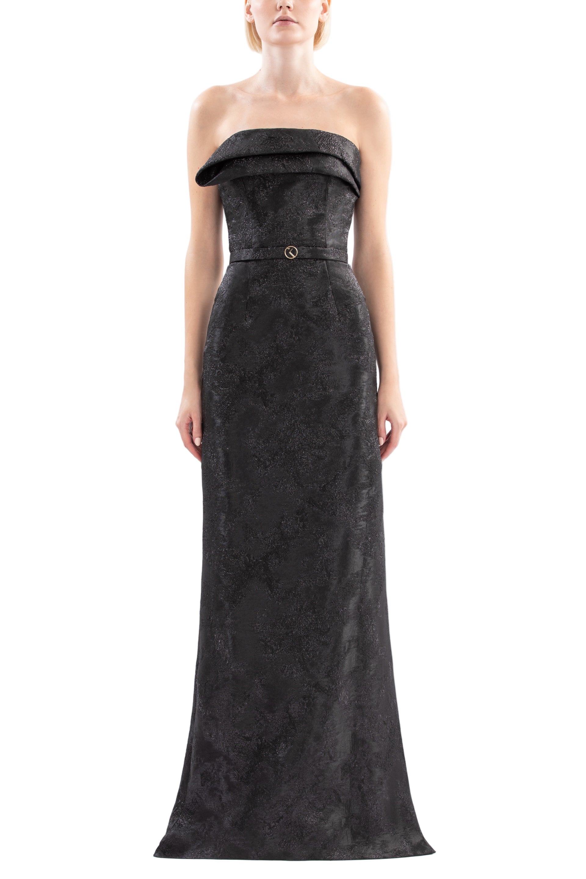 BROCADE LONG FITTED DRESS