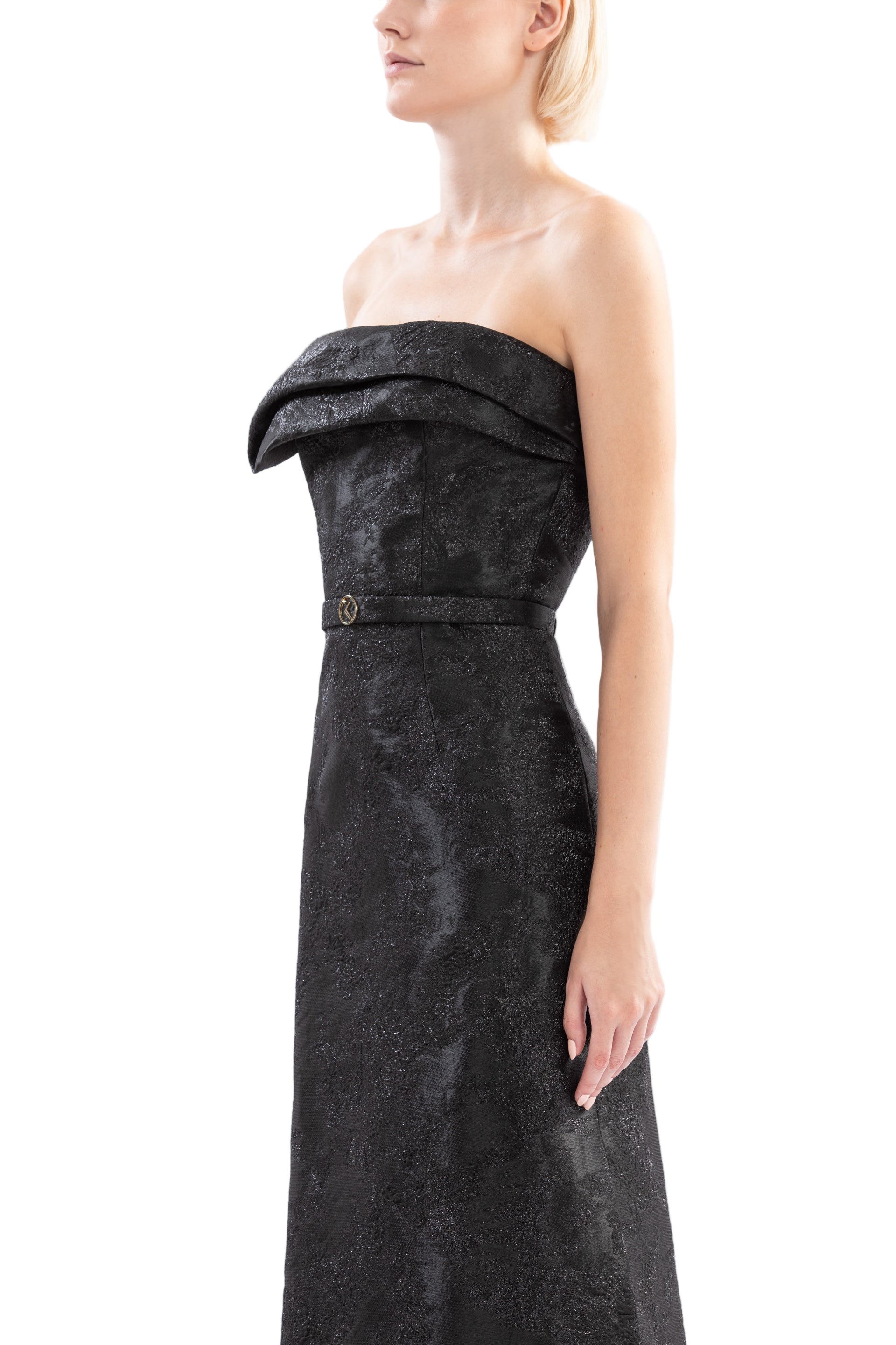 BROCADE LONG FITTED DRESS