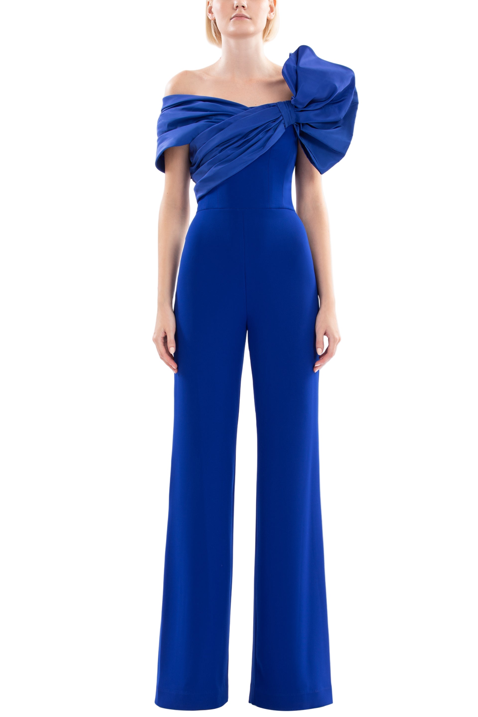 DRAPED BOW JUMPSUIT