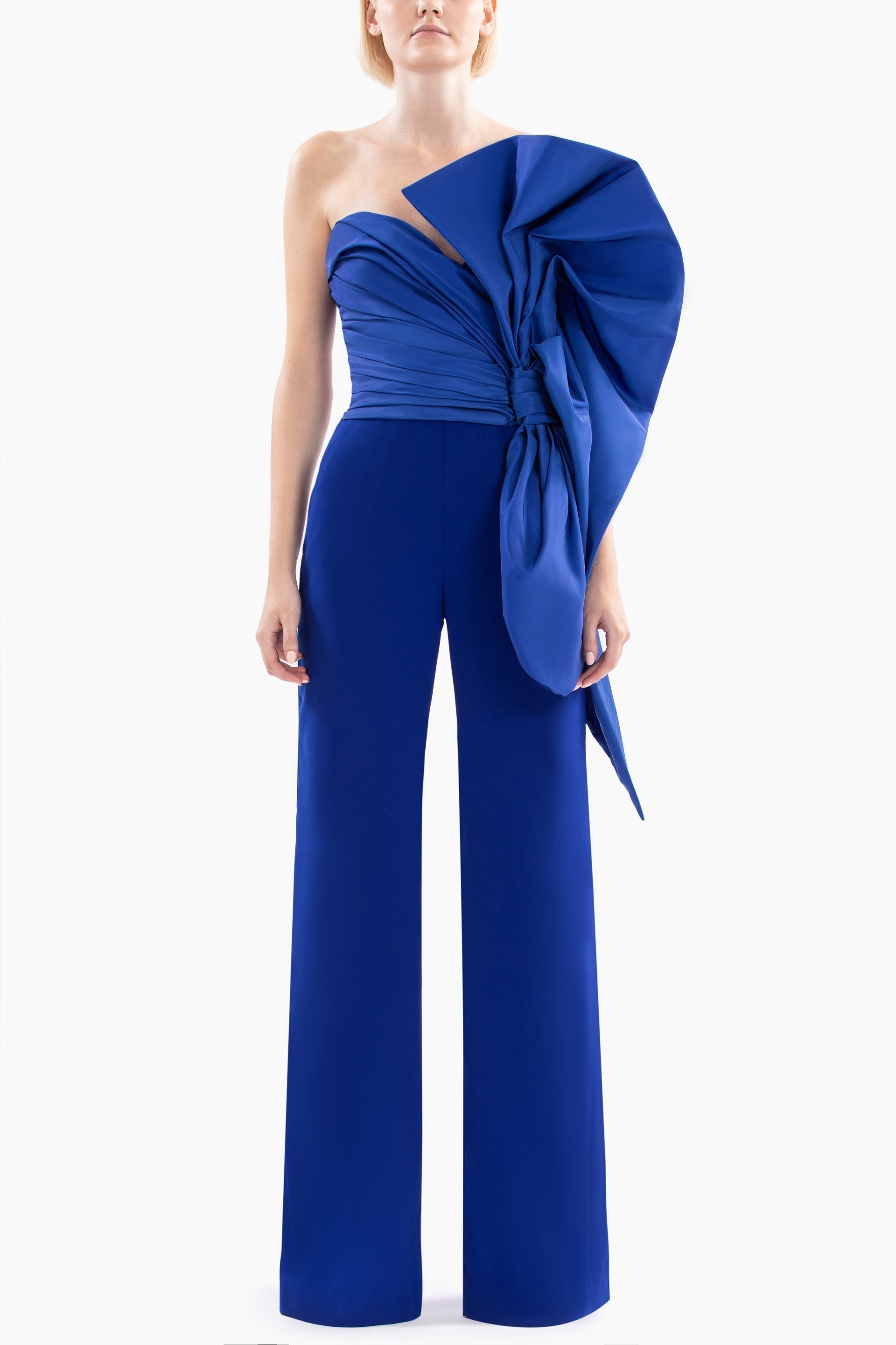 JUMPSUIT WITH VOLUMINOUS TAFFETA BOW