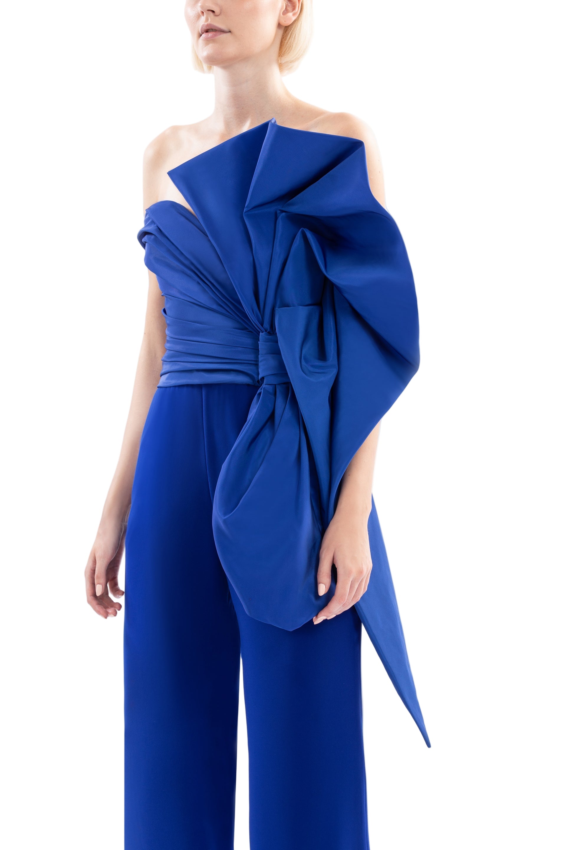 JUMPSUIT WITH VOLUMINOUS TAFFETA BOW