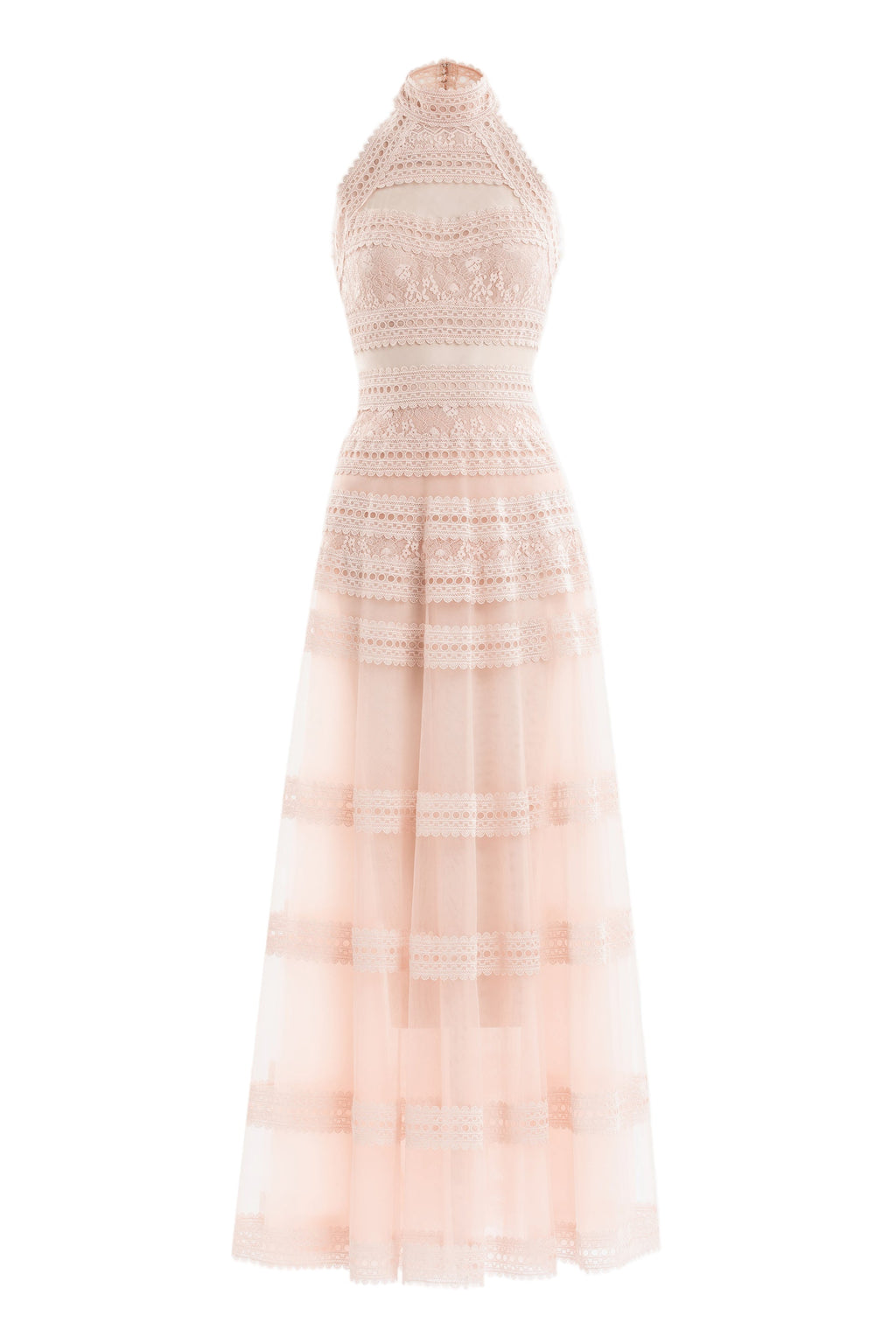 LACE STRIPED LONG DRESS