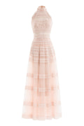 LACE STRIPED LONG DRESS