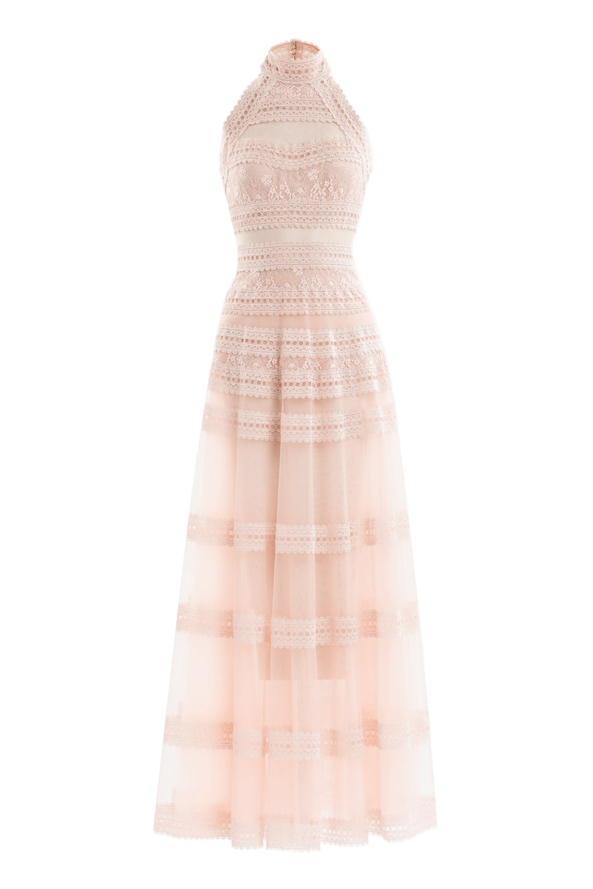 LACE STRIPED LONG DRESS