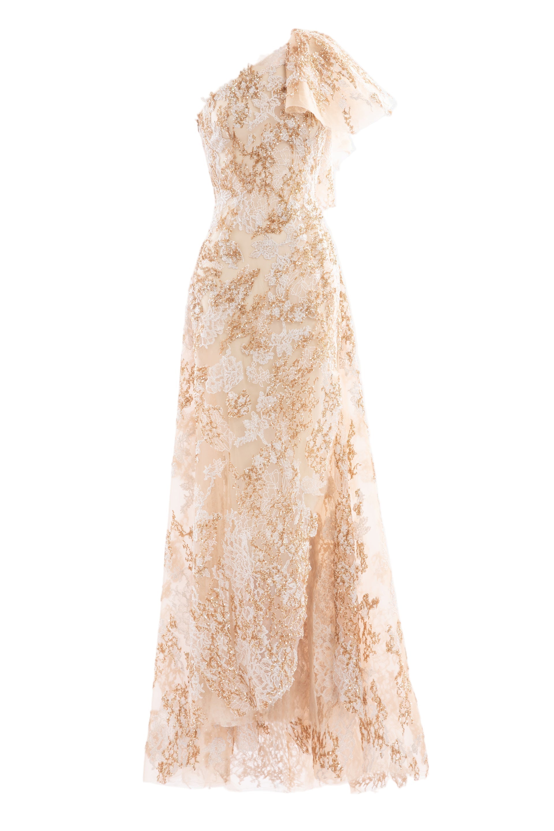 EMBROIDERED ONE-SHOULDER DRESS