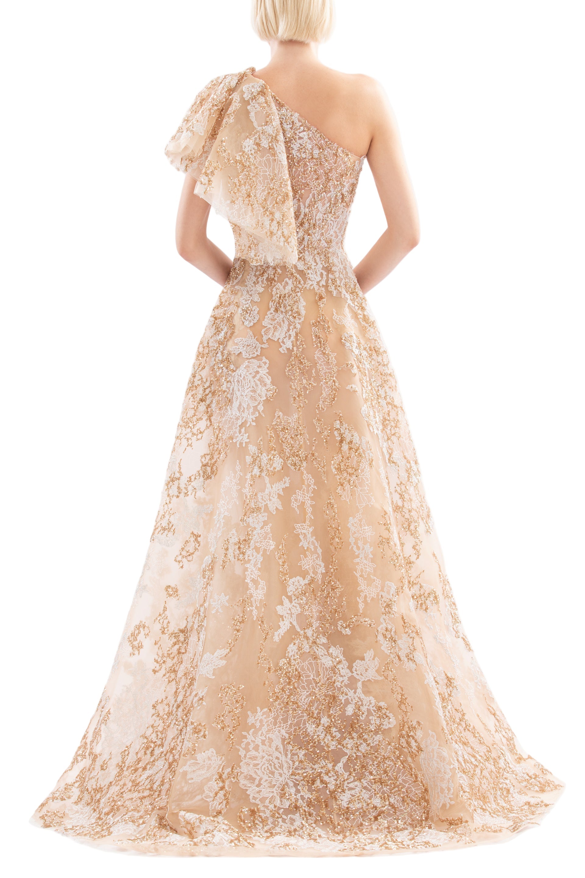 EMBROIDERED ONE-SHOULDER DRESS