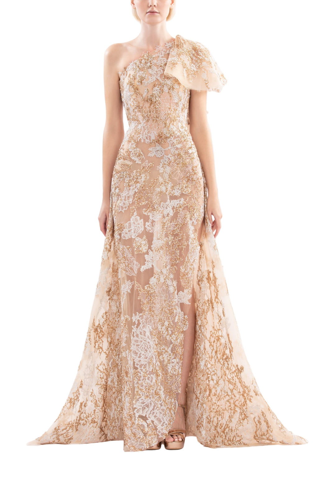 EMBROIDERED ONE-SHOULDER DRESS
