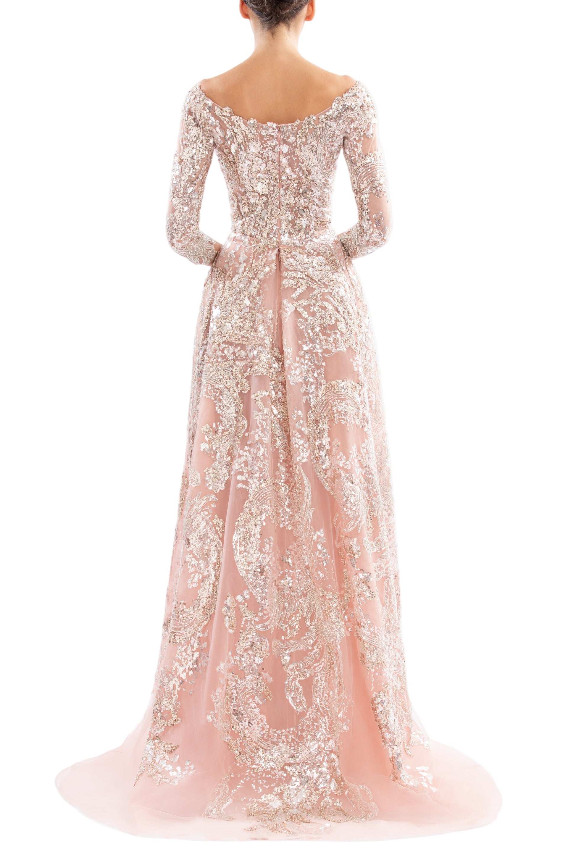 EMBROIDERED LONG DRESS WITH OVERSKIRT