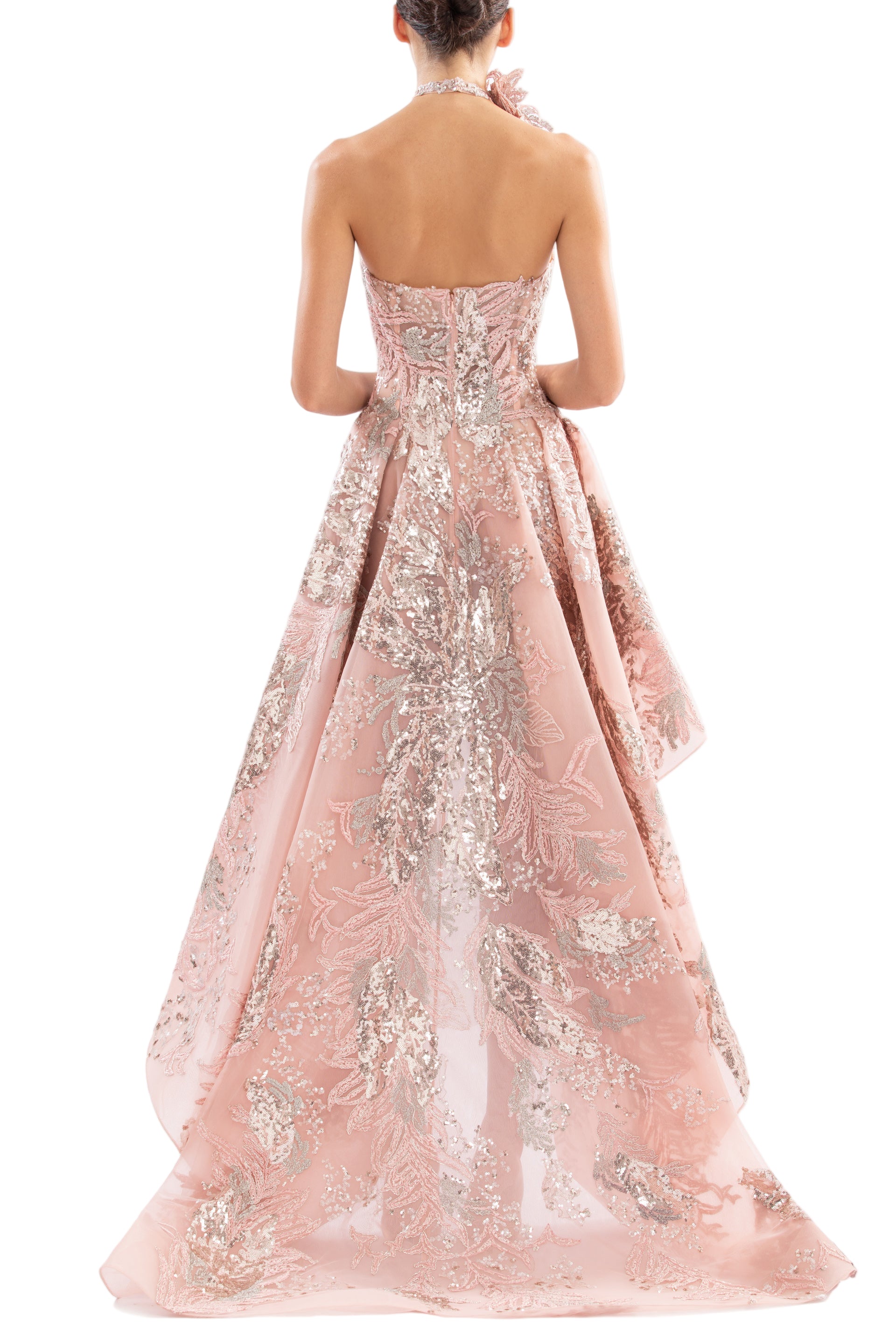 EMBROIDERED HIGH-LOW DRESS
