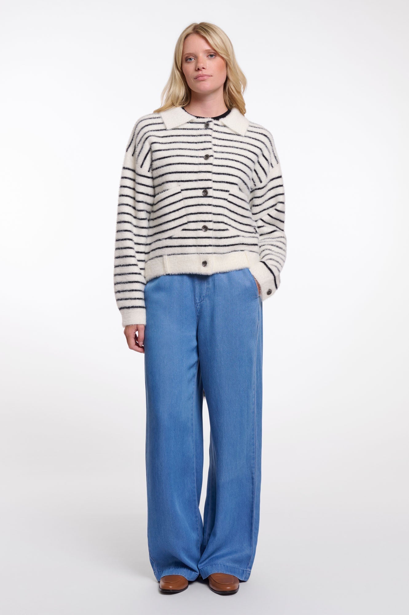 Rino  & Pelle Bubbly Jacket in Black, White Stripe