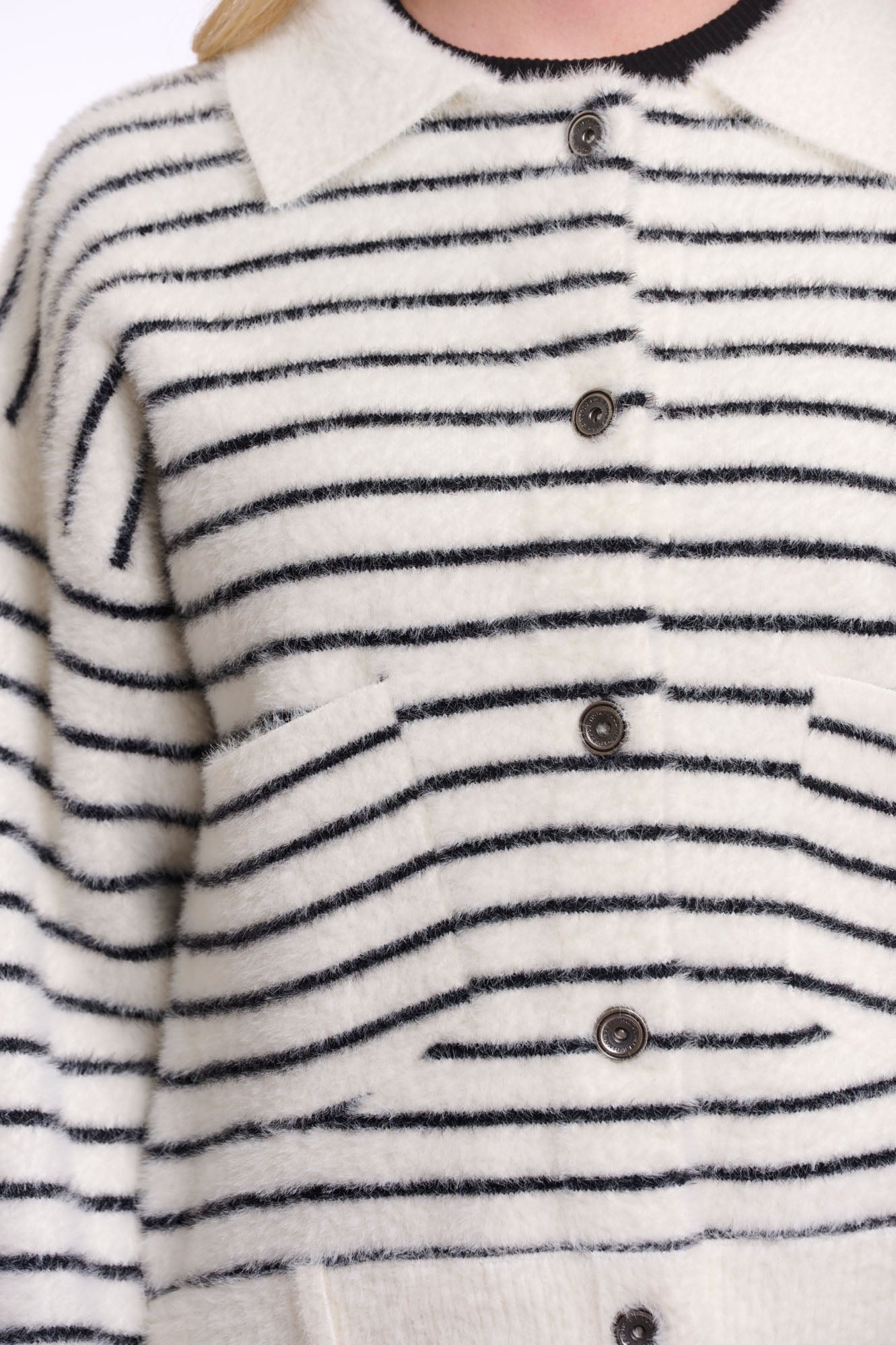 Rino  & Pelle Bubbly Jacket in Black, White Stripe