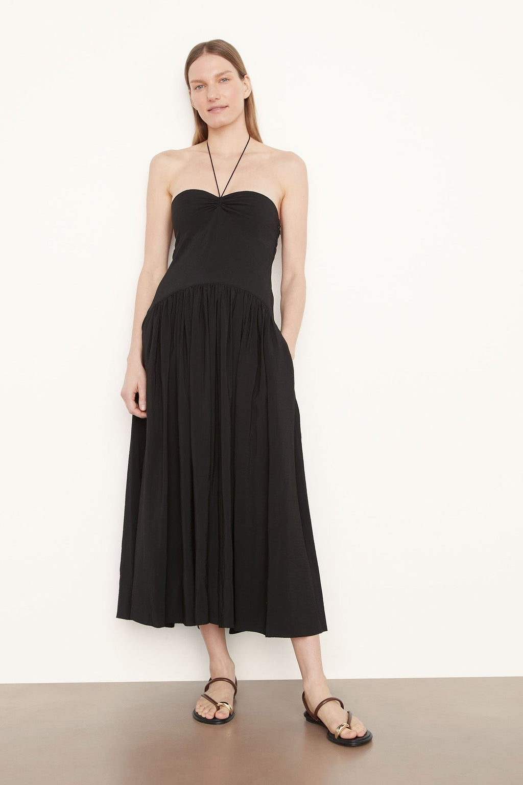 Vince Ruched Halter Dress