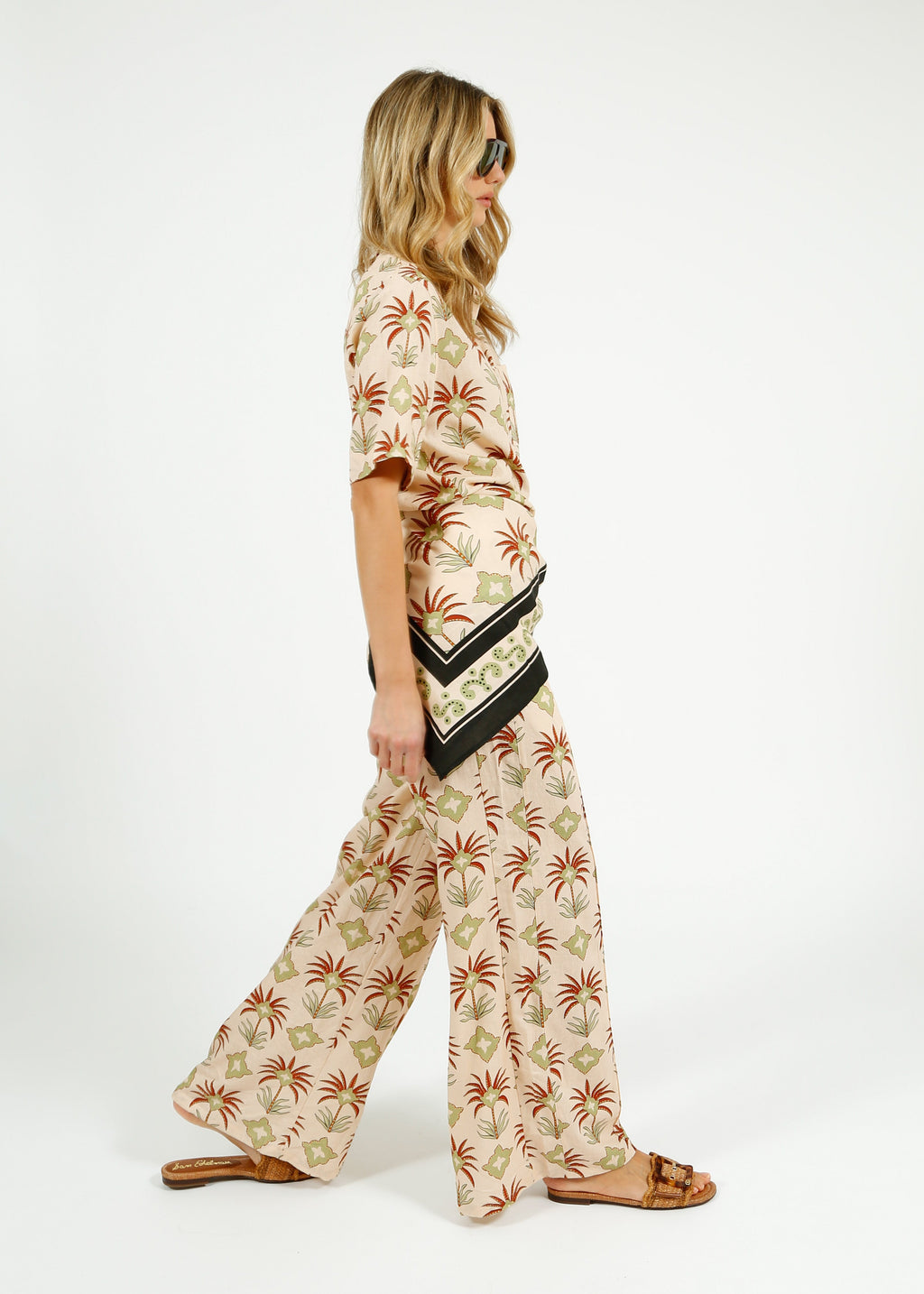 Primrose Park Kylie Trousers in Maxi Palm Cream