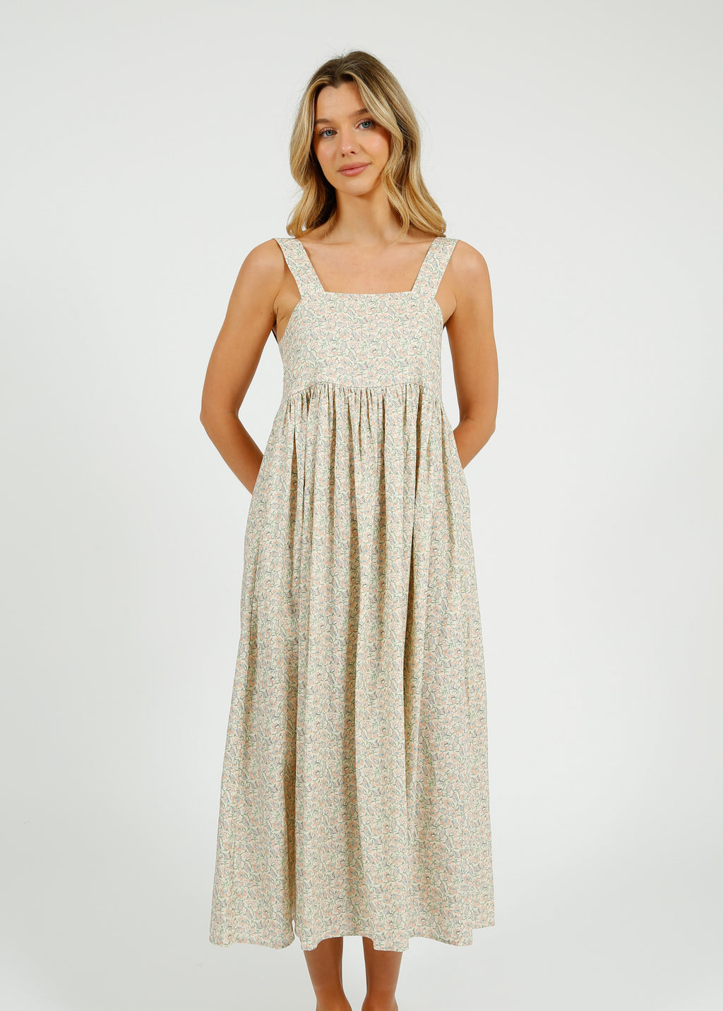 Primrose Park Bee Dress in Block Print Cream