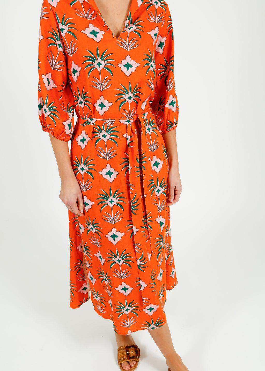 Primrose Park Harper Dress in Maxi Palm Orange