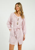PARK Holiday Shop Short Kaftan in Pink Stripe