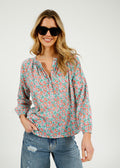 Primrose Park Jess Blouse in Block Print Pale Blue