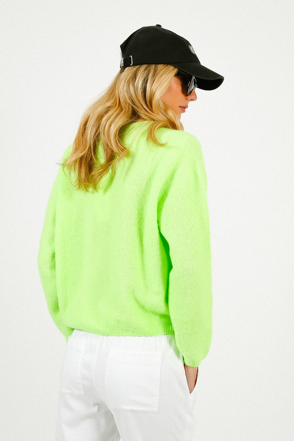 American Vintage Vitow Knit Cardi in Apple Fluro