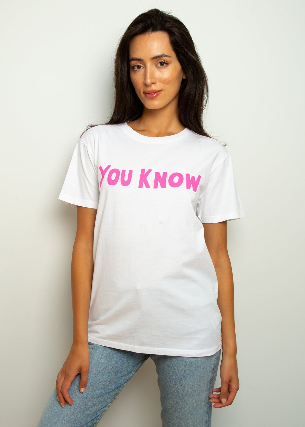 BF You Know Tee in White, Pink