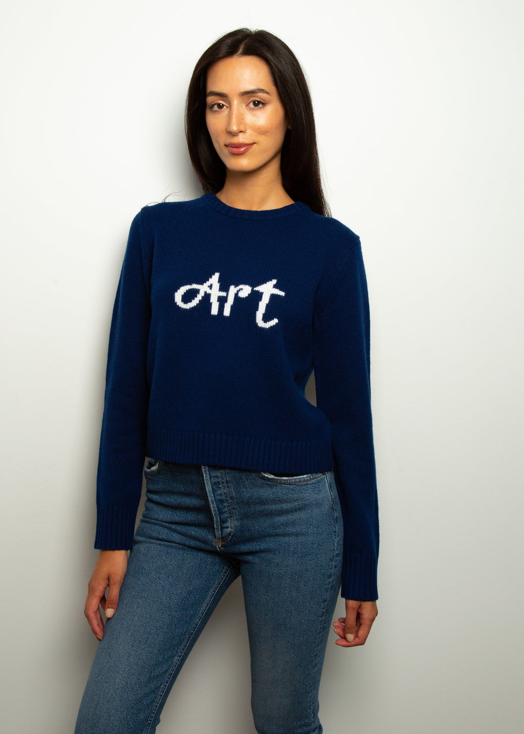 BF Cropped Art Jumper in Navy