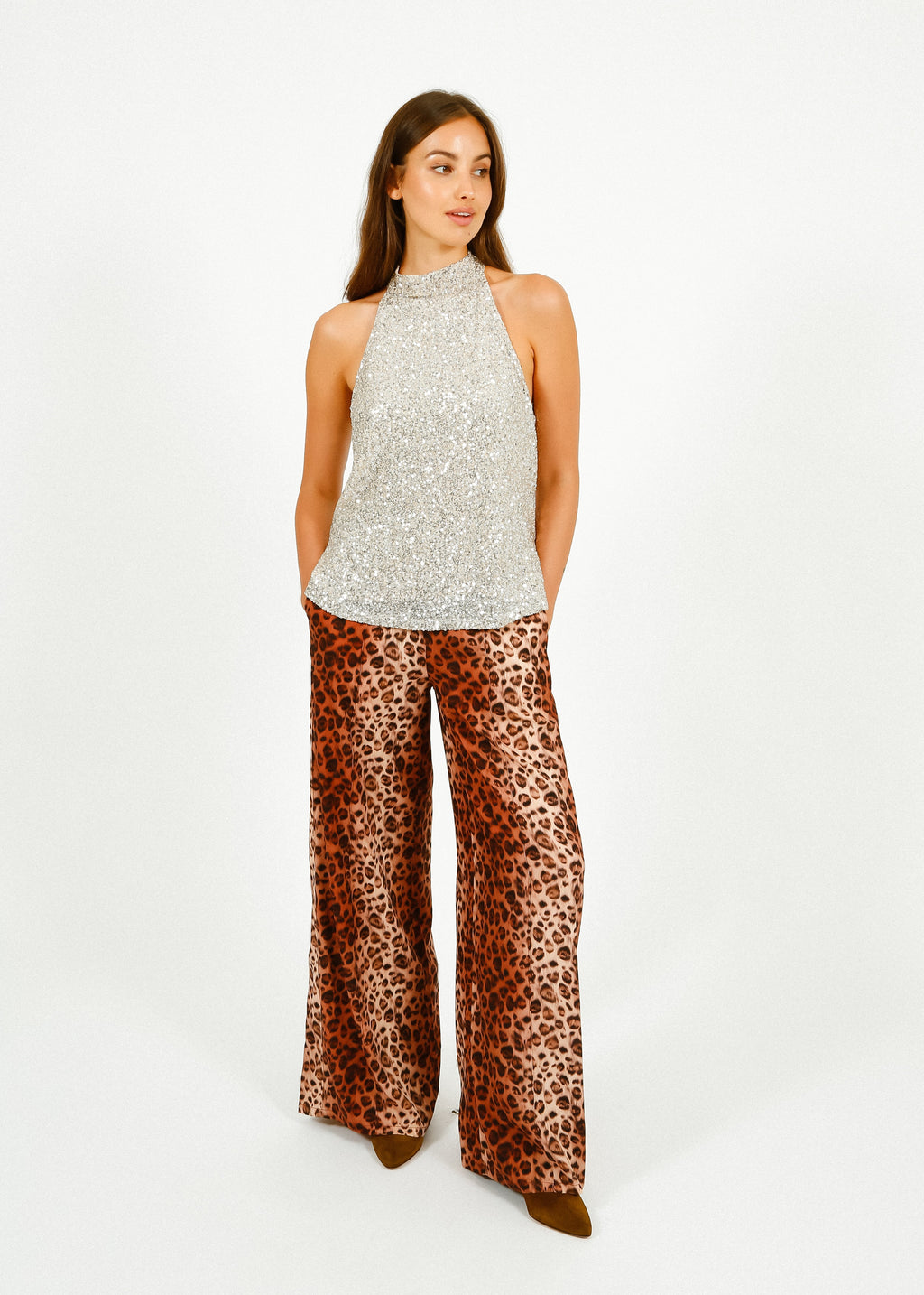 Primrose Park Frida Top in Silver Sequin