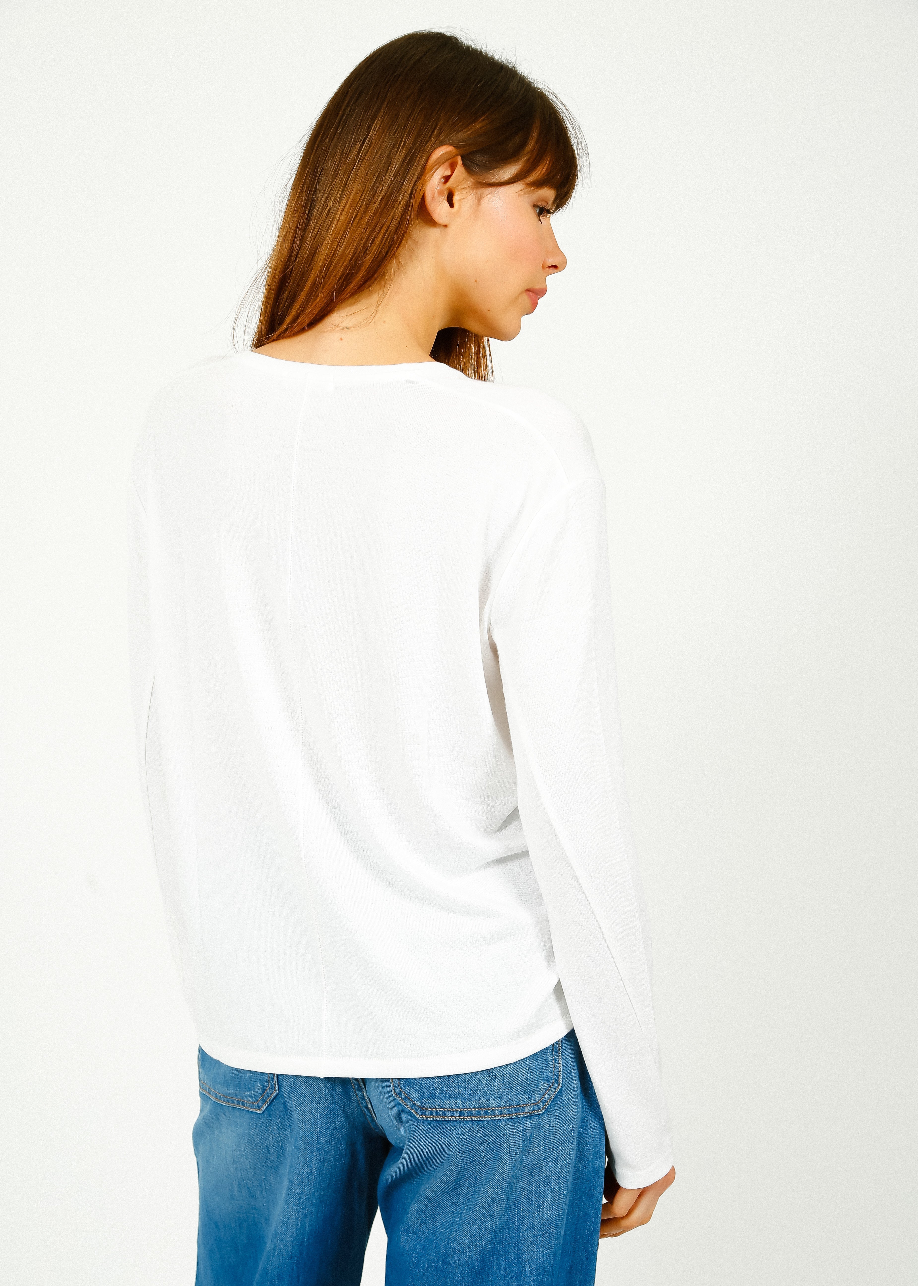 Rag & Bone The Knit Vee LS in White