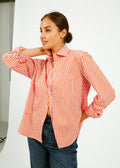 PARK Classic Shirt in Orange, White Stripe