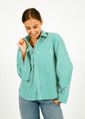 PARK Classic Shirt in Green, White Stripe